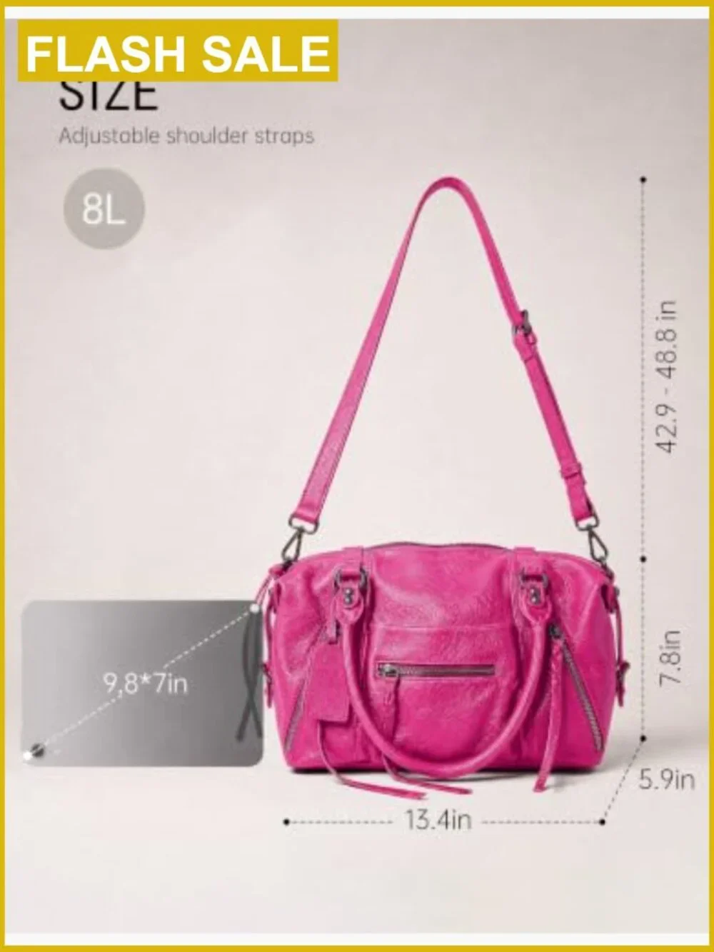 Vegan Leather Hobo Tote Bag Crossbody Shoulder Bag 8L